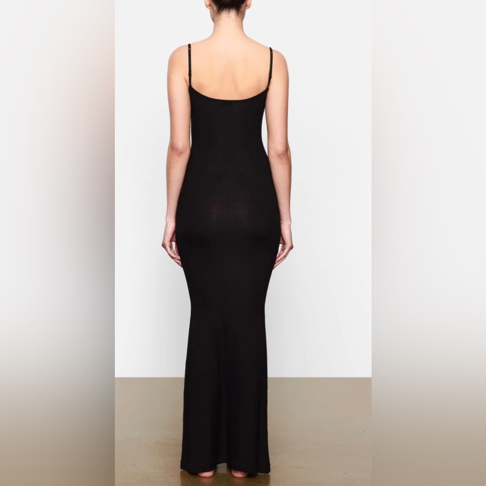 NWT Skims Soft Lounge Long Slip Dress Onyx Black Color Size L - Picture 2 of 8